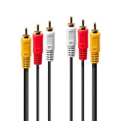 Premium Quality Lindy Audio Video Cable 3X Phono 1M - Manufacturer Part 35690